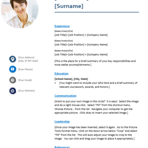 Resume template - Blue spheres (docx)