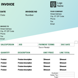 Invoice template - Green (docx)